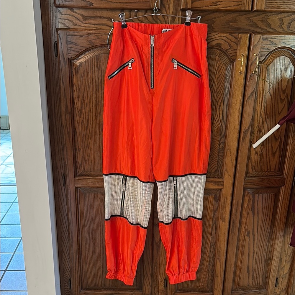 Orange and White Zippered Pants